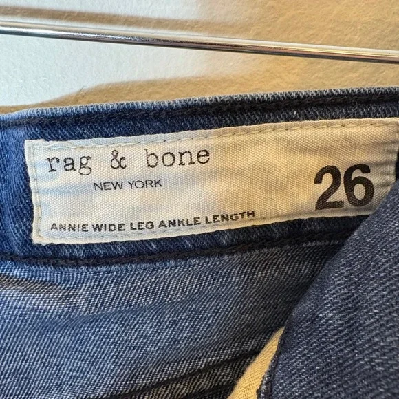 Rag & Bone Annie Wide Leg Ankle Length Medium Wash Jeans Size 26